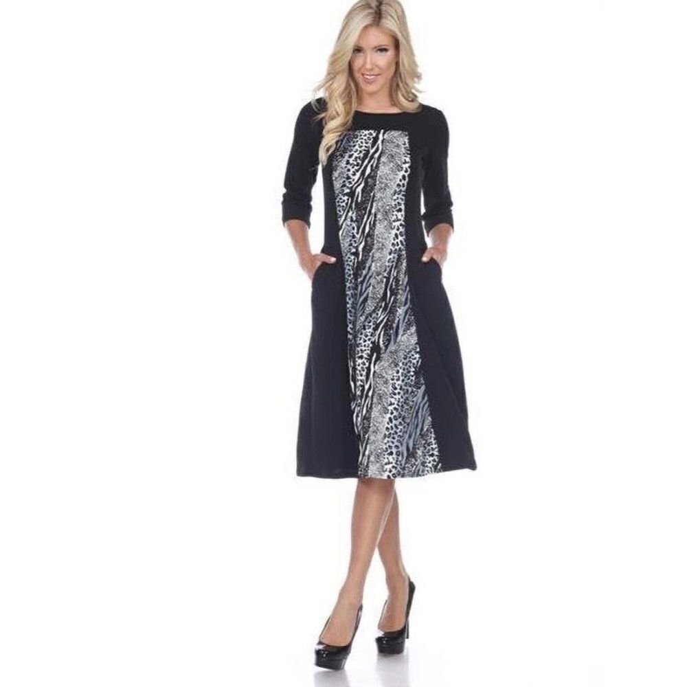 White Mark Long Sleeve Animal Print Dress Size 3X NWT